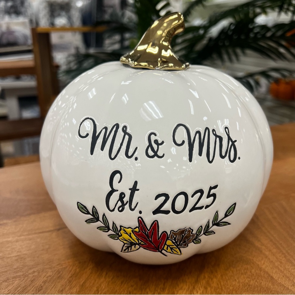 Martha Stewart 2025 Mr & Mrs Weeding Pumpkin Keepsake Decor NWT